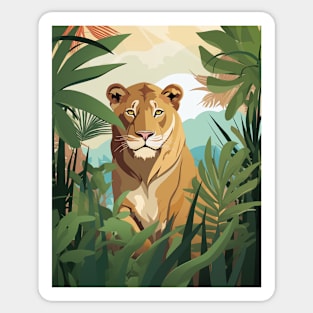 Female Lion In The Jungle Sticker